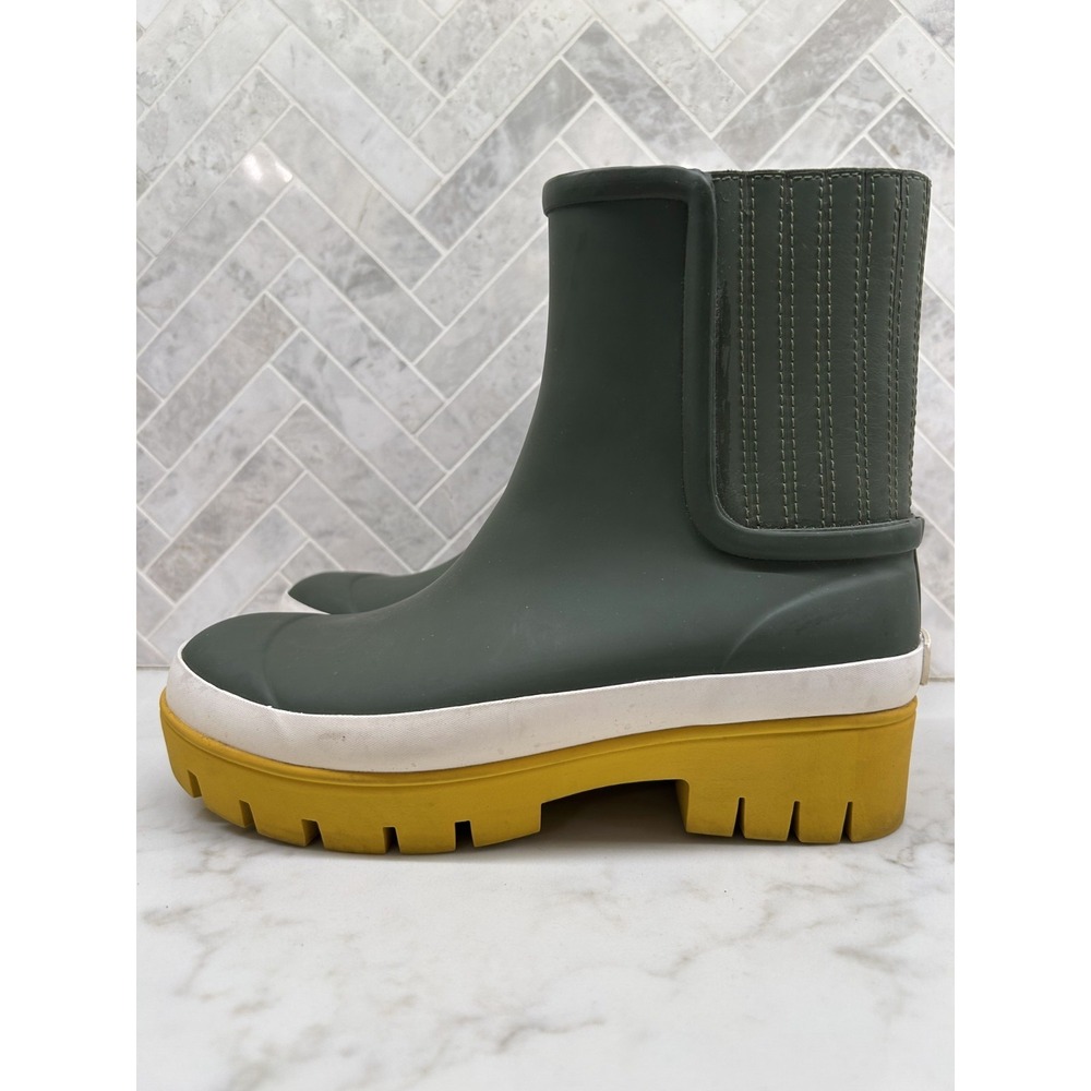 TORY BURCH Rubber Lug Sole Ankle Rain Boots‎ Women's Size 6 Green 12708-121